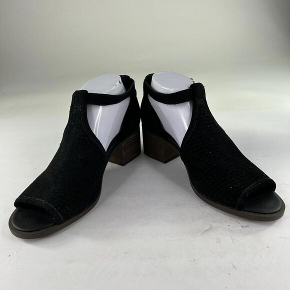 Koolaburra Ugg Ashland Perforated Suede Peep toe US 9 Bootie Sandal Stacked Heel - Picture 7 of 11